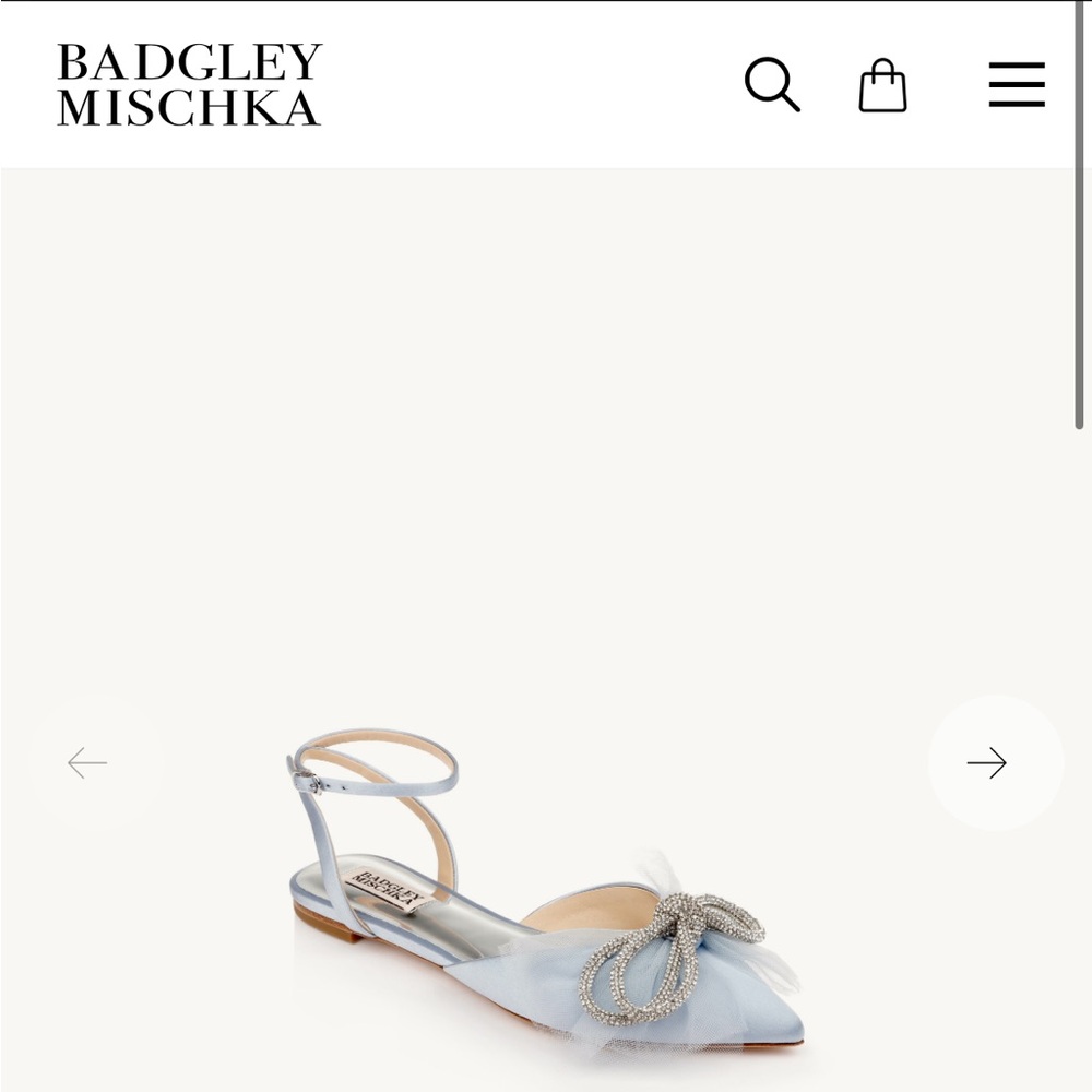 Badgley Mischka Blue Sabina Tulle Bow Pointed Toe Flat